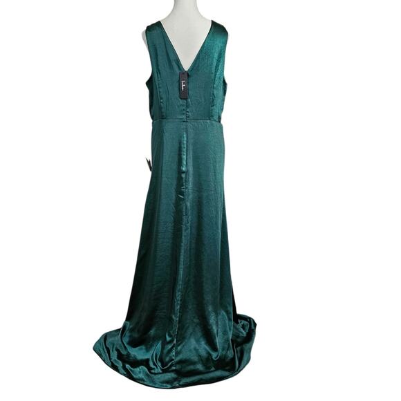 Lulus Perfect Refinement Emerald Satin Sleeveless Pleated Maxi Dress Size XL - Picture 4 of 11